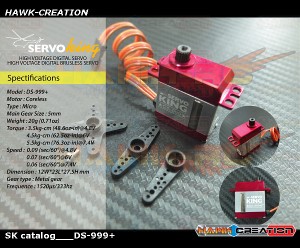 ServoKing DS-999+ Digital Micro Size Servo (0.06s, 5.5kg @ 7.4V)